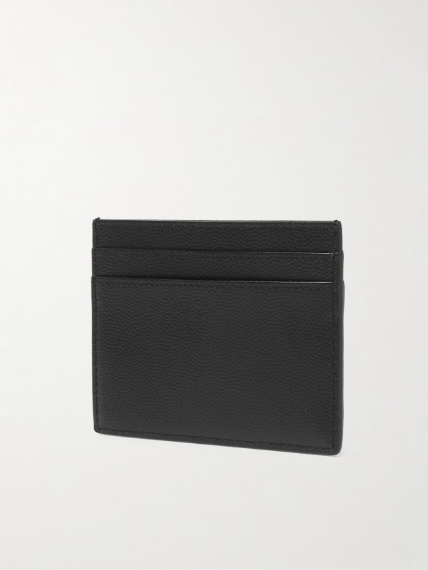 Logo-Print Pebble-Grain Leather Cardholder - BK Logo-Print Pebble-Grain Leather Cardholder - BK