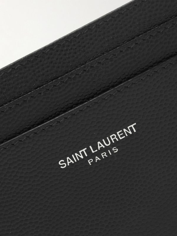 Logo-Print Pebble-Grain Leather Cardholder - CU Logo-Print Pebble-Grain Leather Cardholder - CU