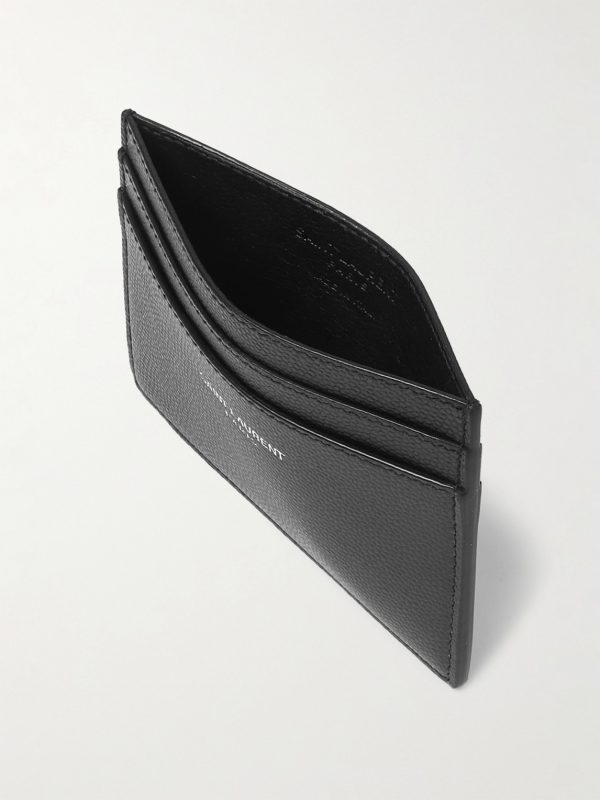 Logo-Print Pebble-Grain Leather Cardholder - E1 Logo-Print Pebble-Grain Leather Cardholder - E1