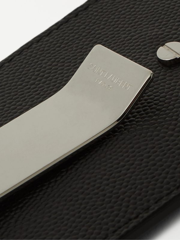 Pebble-Grain Leather Cardholder with Money Clip - CU Pebble-Grain Leather Cardholder with Money Clip - CU