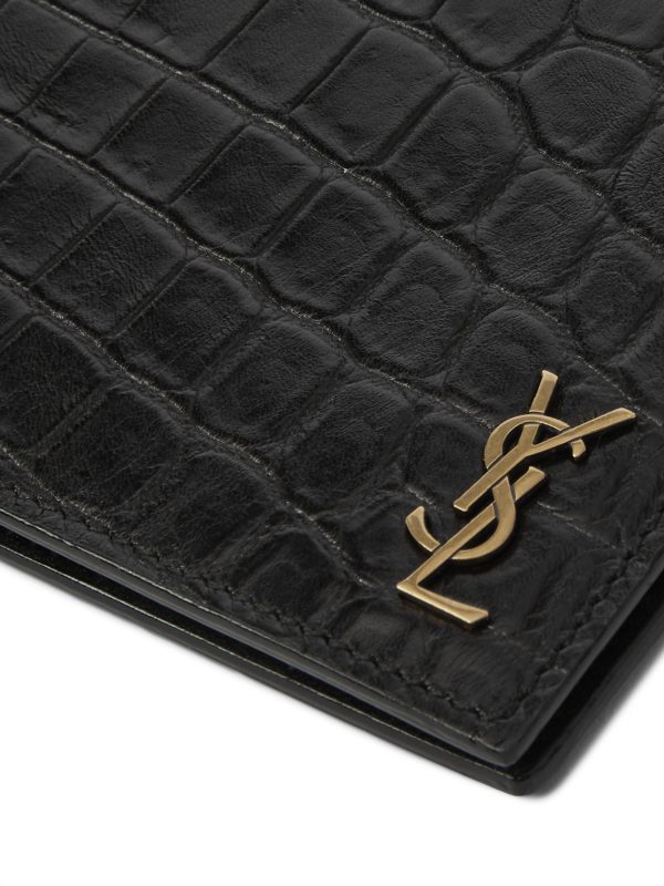 Logo-Appliquéd Croc-Effect Leather Billfold Wallet with Money Clip - CU Logo-Appliquéd Croc-Effect Leather Billfold Wallet with Money Clip - CU