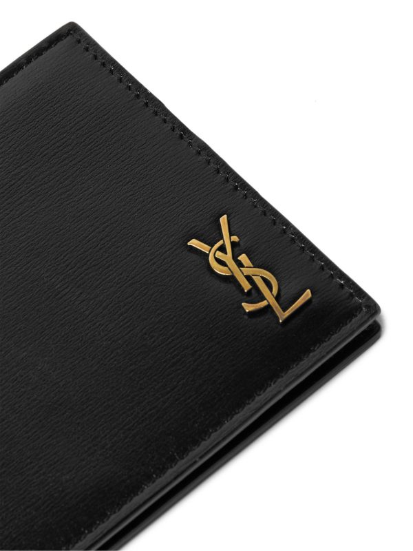 Logo-Appliquéd Leather Billfold Wallet with Money Clip - CU
