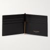 Logo-Appliquéd Leather Billfold Wallet with Money Clip - E1