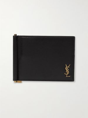 Logo-Appliquéd Leather Billfold Wallet with Money Clip