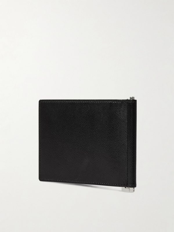 Pebble-Grain Leather Billfold Wallet with Money Clip - BK Pebble-Grain Leather Billfold Wallet with Money Clip - BK
