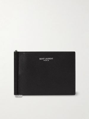Pebble-Grain Leather Billfold Wallet with Money Clip