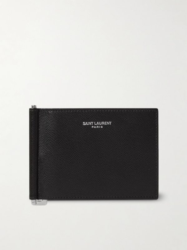 Pebble-Grain Leather Billfold Wallet with Money Clip Pebble-Grain Leather Billfold Wallet with Money Clip