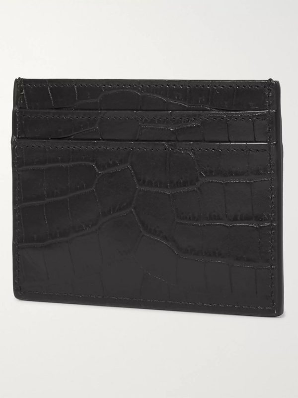 Logo-Appliquéd Croc-Effect Leather Cardholder - BK Logo-Appliquéd Croc-Effect Leather Cardholder - BK