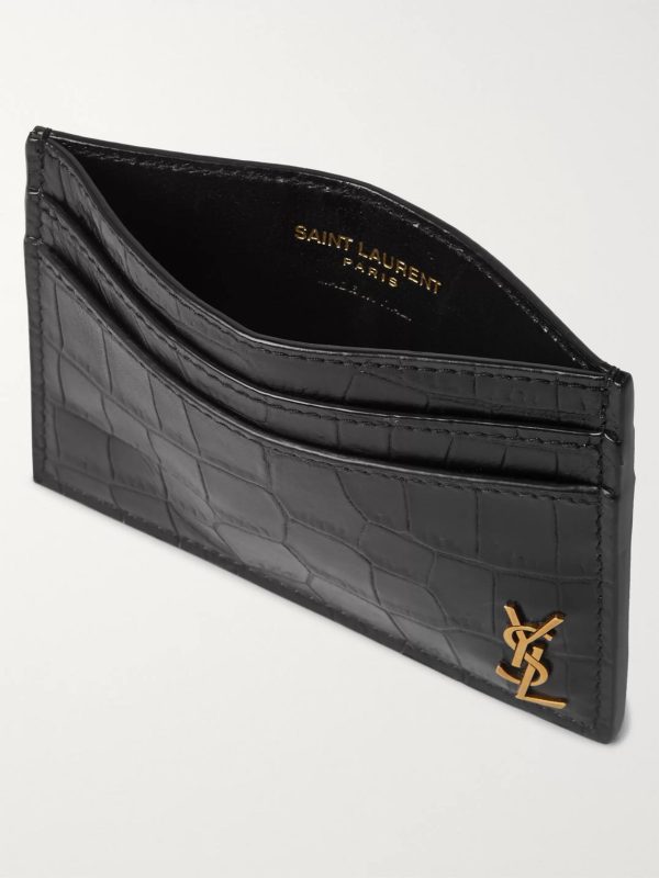 Logo-Appliquéd Croc-Effect Leather Cardholder - E1 Logo-Appliquéd Croc-Effect Leather Cardholder - E1