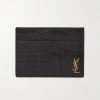 Logo-Appliquéd Croc-Effect Leather Cardholder Logo-Appliquéd Croc-Effect Leather Cardholder