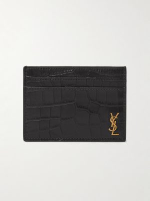 Logo-Appliquéd Croc-Effect Leather Cardholder