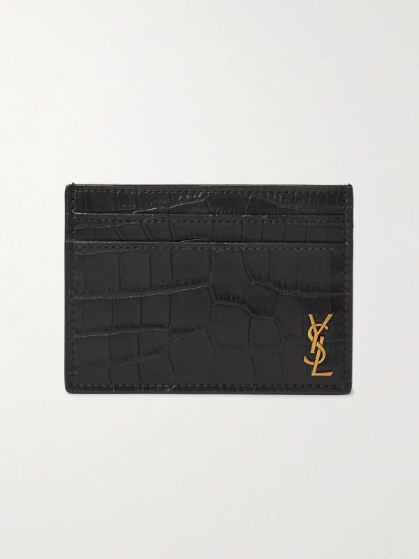 Logo-Appliquéd Croc-Effect Leather Cardholder Logo-Appliquéd Croc-Effect Leather Cardholder