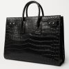 Croc-Effect Leather Tote Bag - BK