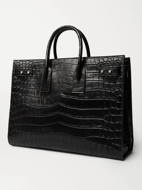 Croc-Effect Leather Tote Bag - BK