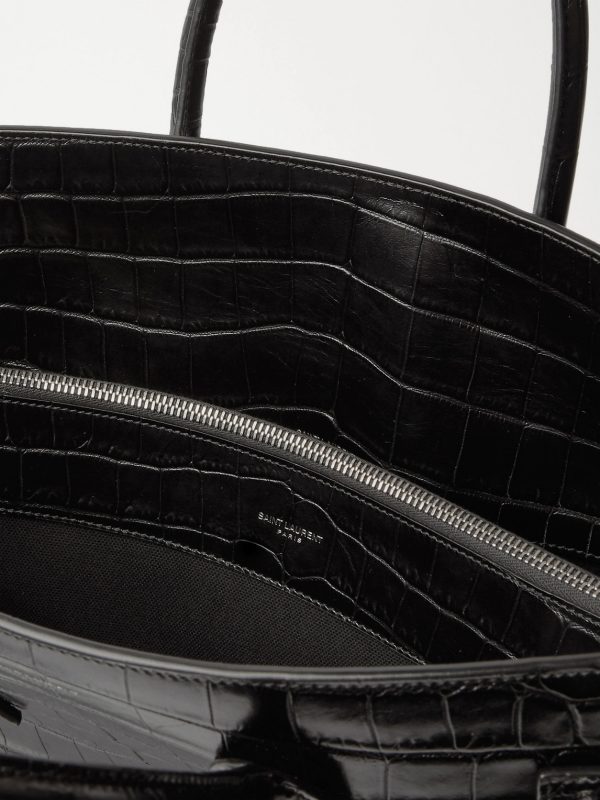 Croc-Effect Leather Tote Bag - E1