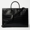 Croc-Effect Leather Tote Bag