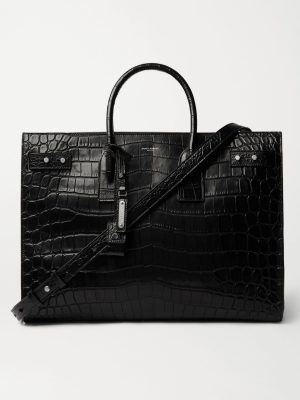 Croc-Effect Leather Tote Bag Croc-Effect Leather Tote Bag