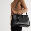 Croc-Effect Leather Tote Bag - OU