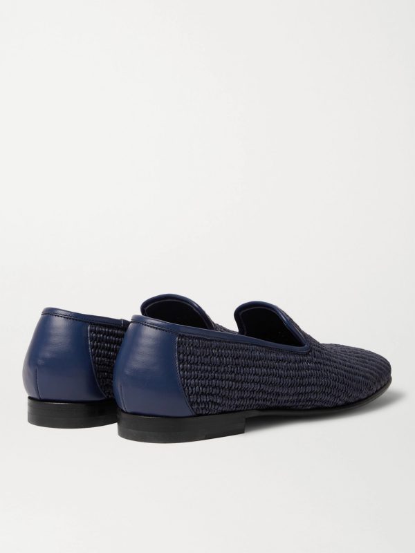 Mario Leather-Trimmed Raffia Loafers - BK Mario Leather-Trimmed Raffia Loafers - BK