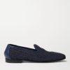 Mario Leather-Trimmed Raffia Loafers Mario Leather-Trimmed Raffia Loafers