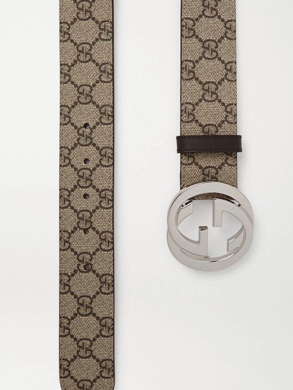 4cm Leather-Trimmed Monogrammed Coated-Canvas Belt - E1 4cm Leather-Trimmed Monogrammed Coated-Canvas Belt - E1