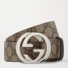 4cm Leather-Trimmed Monogrammed Coated-Canvas Belt 4cm Leather-Trimmed Monogrammed Coated-Canvas Belt