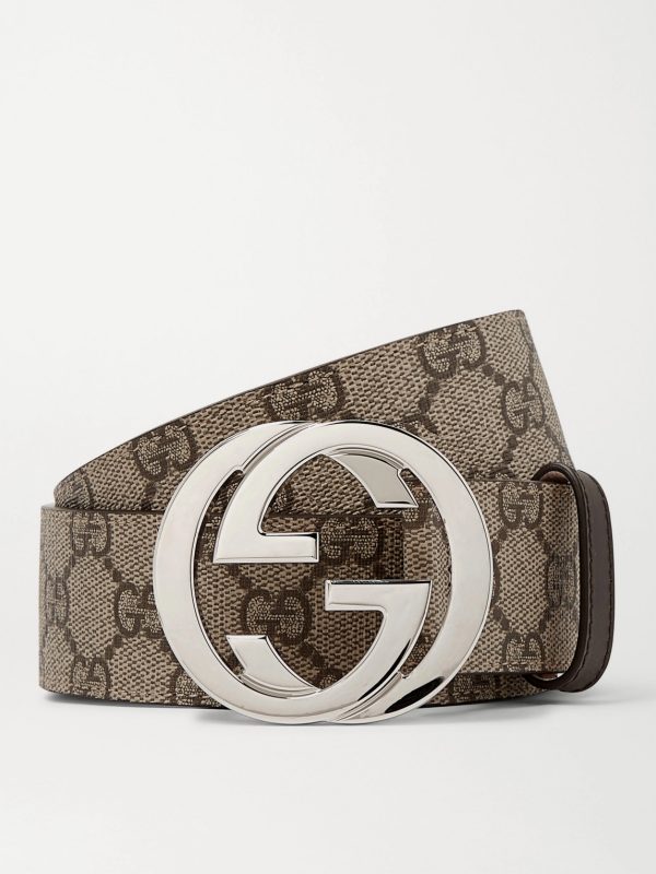 4cm Leather-Trimmed Monogrammed Coated-Canvas Belt 4cm Leather-Trimmed Monogrammed Coated-Canvas Belt