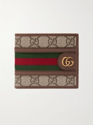 Ophidia Webbing-Trimmed Monogrammed Coated-Canvas and Leather Billfold Wallet
