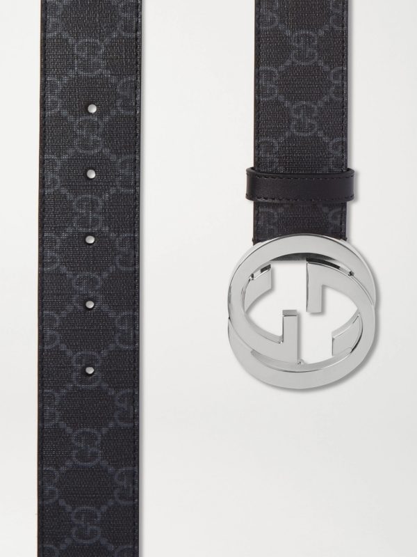 4cm Monogrammed Coated-Canvas Belt - E1 4cm Monogrammed Coated-Canvas Belt - E1