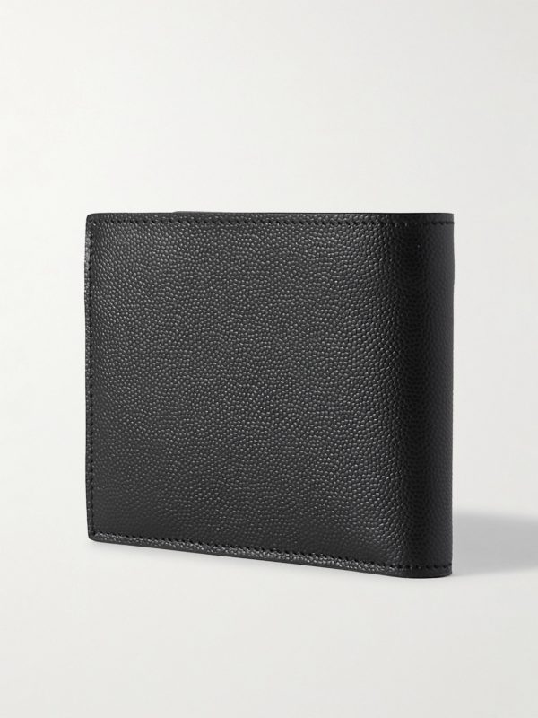 Pebble-Grain Leather Billfold Wallet - BK