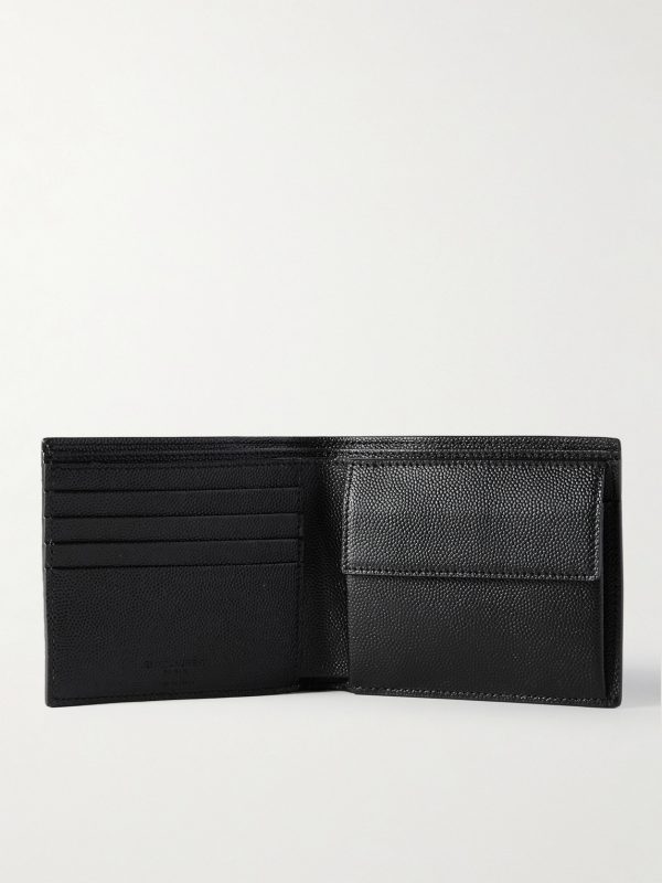 Pebble-Grain Leather Billfold Wallet - E1