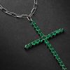18-Karat Black Gold Emerald Cross Necklace - CU 18-Karat Black Gold Emerald Cross Necklace - CU