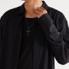 18-Karat Black Gold Emerald Cross Necklace - FR 18-Karat Black Gold Emerald Cross Necklace - FR