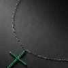 18-Karat Black Gold Emerald Cross Necklace 18-Karat Black Gold Emerald Cross Necklace