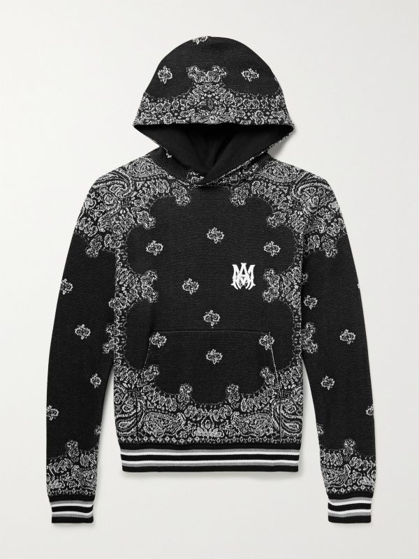Bandana-Jacquard Cotton and Cashmere-Blend Hoodie