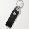 Leather and Burnished Silver-Tone Key Fob - BK Leather and Burnished Silver-Tone Key Fob - BK