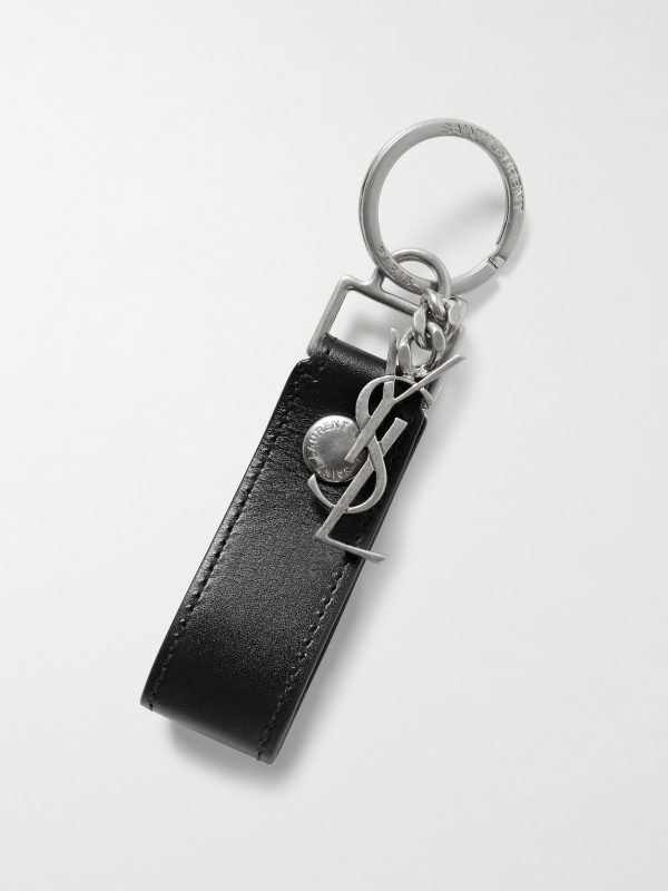 Leather and Burnished Silver-Tone Key Fob Leather and Burnished Silver-Tone Key Fob