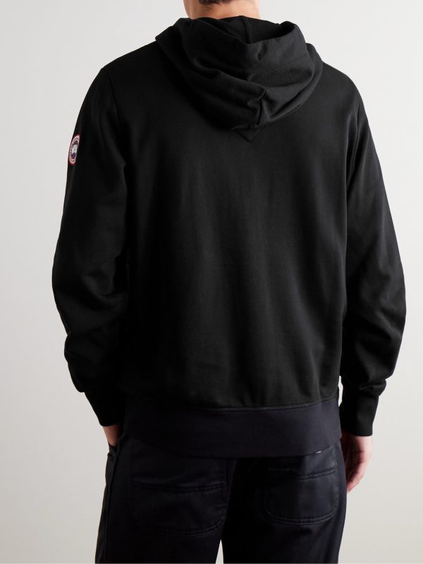 Huron Logo-Appliquéd Organic Cotton-Jersey Hoodie - BK Huron Logo-Appliquéd Organic Cotton-Jersey Hoodie - BK
