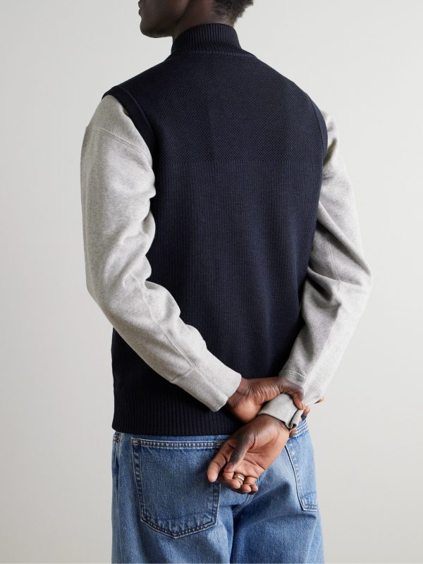 HyBridge Slim-Fit Merino Wool and Quilted Nylon Down Gilet - BK HyBridge Slim-Fit Merino Wool and Quilted Nylon Down Gilet - BK