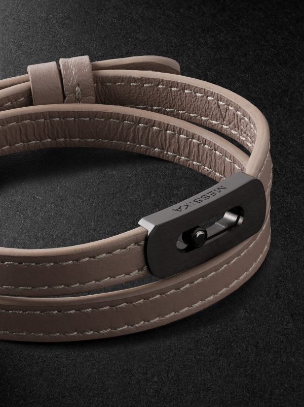 My Move Titanium, Leather and Diamond Bracelet - CU