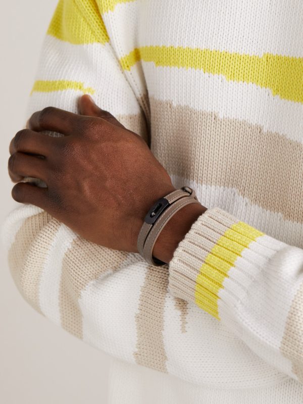 My Move Titanium, Leather and Diamond Bracelet - FR