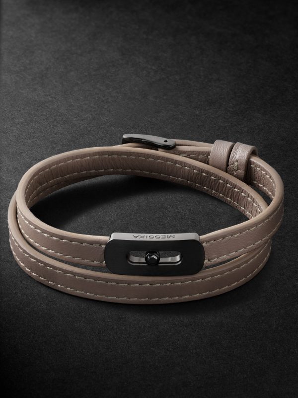 My Move Titanium, Leather and Diamond Bracelet