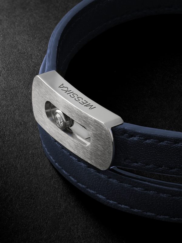 My Move Brushed-Titanium, Leather and Diamond Bracelet - CU
