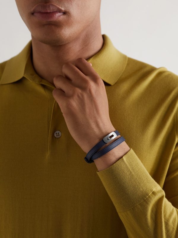 My Move Brushed-Titanium, Leather and Diamond Bracelet - FR