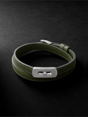 My Move Brushed-Titanium, Leather and Diamond Bracelet My Move Brushed-Titanium, Leather and Diamond Bracelet
