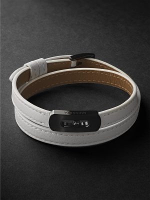 DLC-Coated Titanium and Leather Bracelet DLC-Coated Titanium and Leather Bracelet