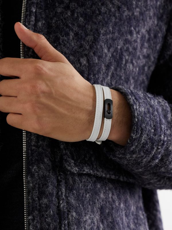 DLC-Coated Titanium and Leather Bracelet - OU DLC-Coated Titanium and Leather Bracelet - OU