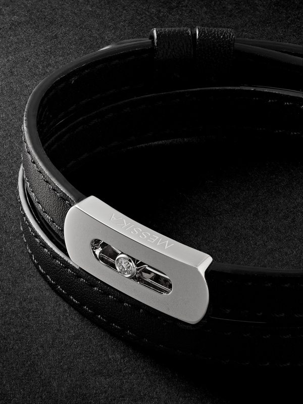 My Move White Gold, Diamond and Leather Bracelet - CU