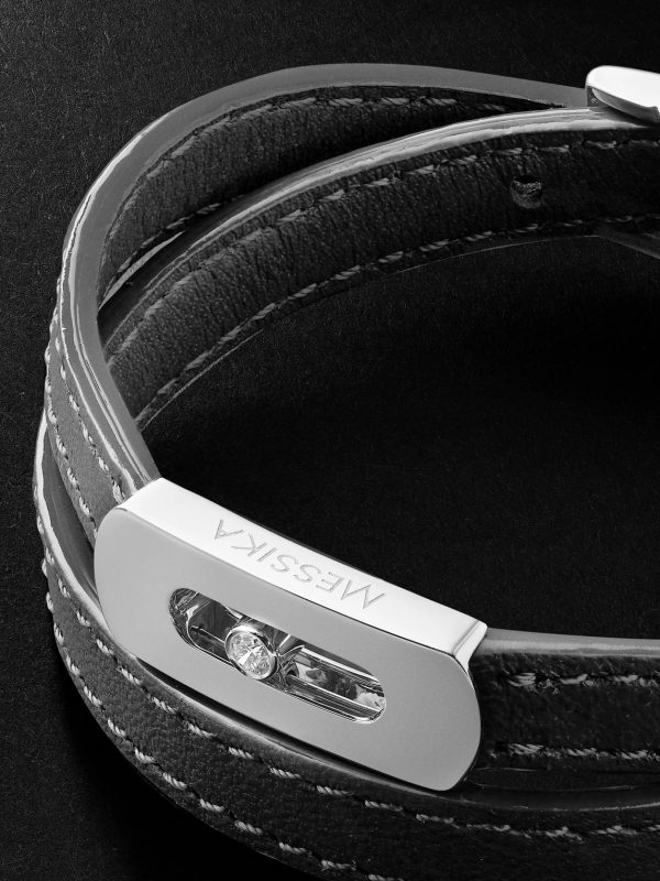 My Move White Gold, Diamond and Leather Bracelet - CU