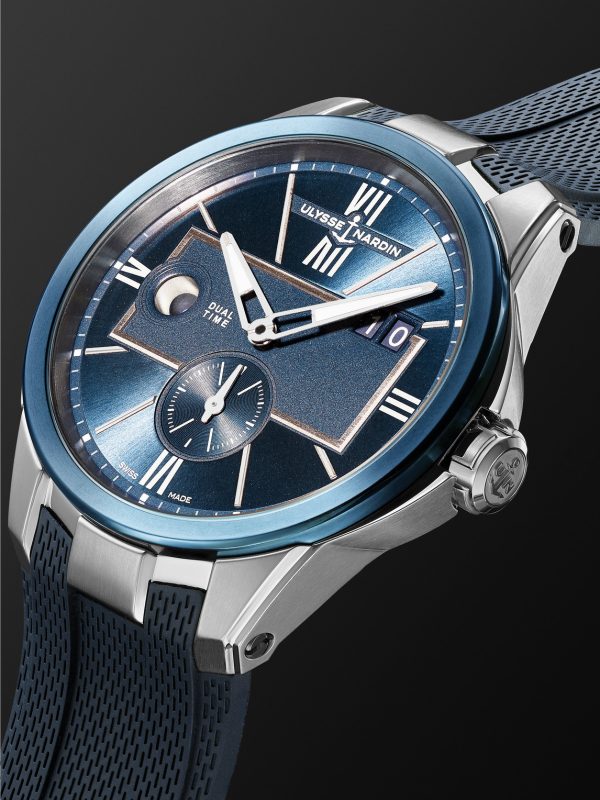 Dual Time Automatic 42mm Stainless Steel and Rubber Watch, Ref. No. 243-20-3/43 - FR Dual Time Automatic 42mm Stainless Steel and Rubber Watch, Ref. No. 243-20-3/43 - FR